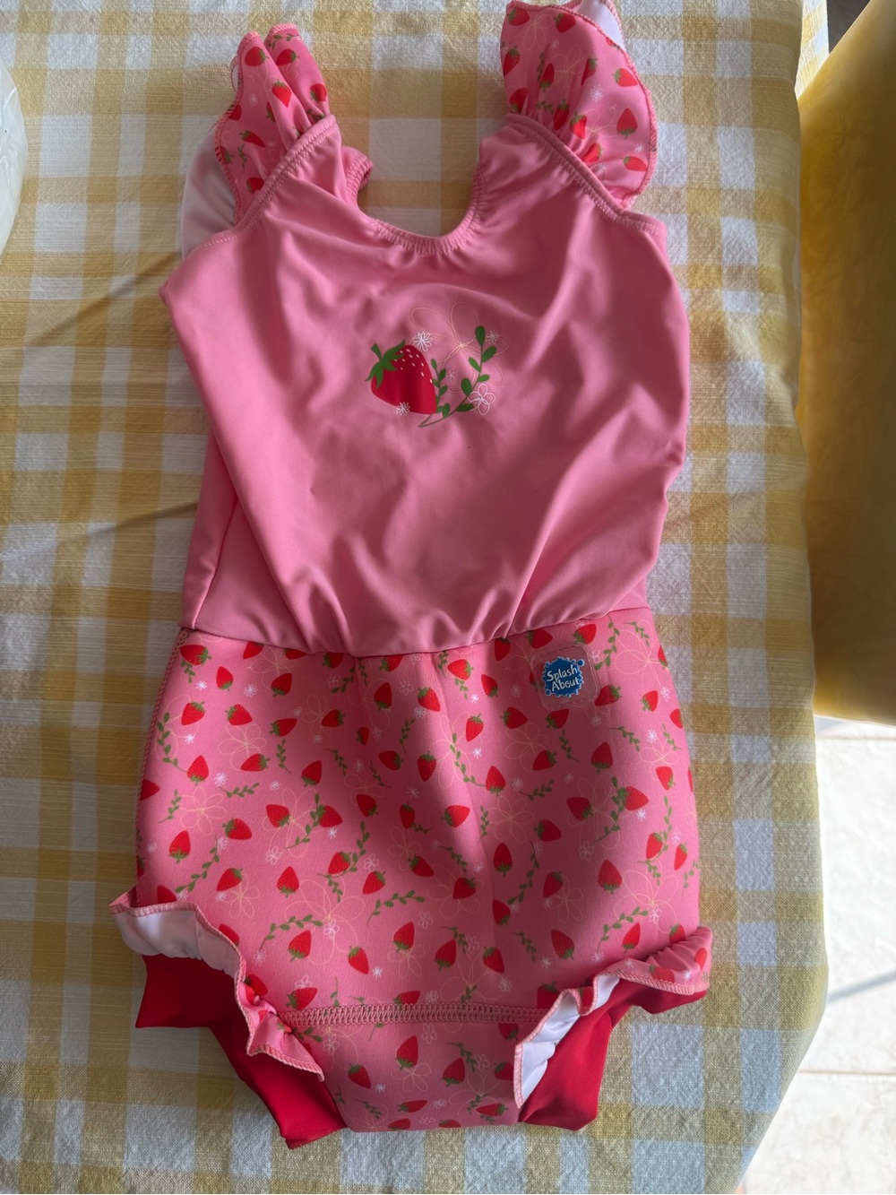 Kids Pink Strawberry Rashguard One-Piece Swimsuit